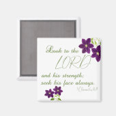 1 Chronicles 1611 主を見つめよ 紫の花 マグネット (正面/裏面)
