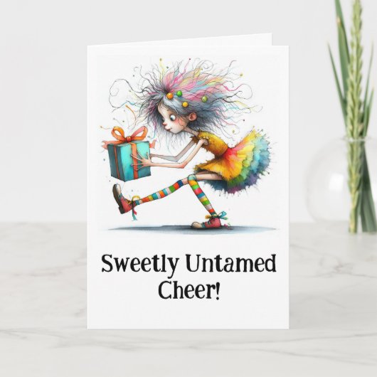 *  1 Colorful  Whimsical Christmas Girl  Gift AP97 サンキューカード (正面)