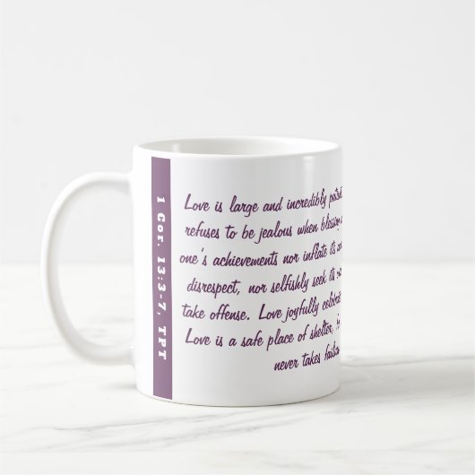 1 Cor 13 Passion Translation Plum Love Bible Verse コーヒーマグカップ (左)