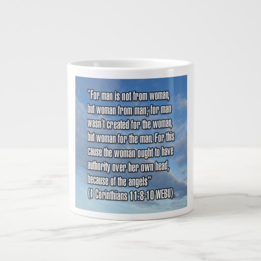 1 Corinthians 11:8–10 WEBU Mug ジャンボコーヒーマグカップ (正面)