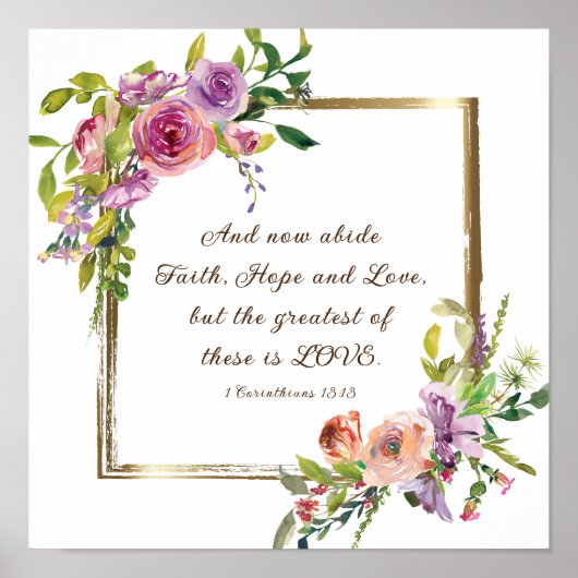 1 Corinthians 13:13 Faith Hope Love Bible Verse ポスター (正面)