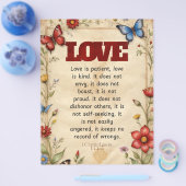 1 Corinthians 13:4-5 キリスト教聖書の詩 アート チラシ (シングル)