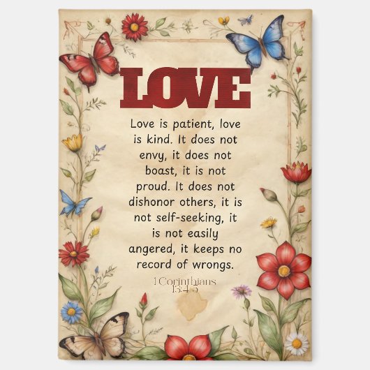 1 Corinthians 13:4-5 キリスト教聖書の詩 アート マグネット (正面)
