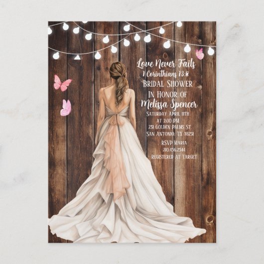 1 Corinthians 13:8 Bridal Shower Invitation ポストカード (正面)