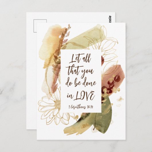 1 Corinthians 16:14あなたがたは愛の中で行ないなさい ポストカード (正面/裏面)