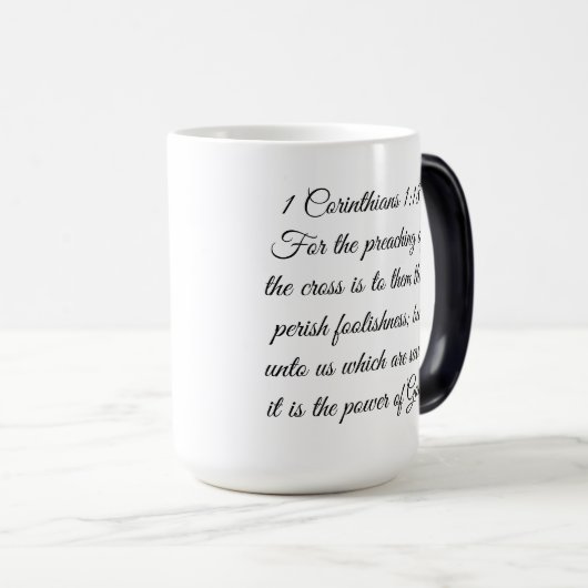 1 Corinthians 1:18 Scripture Cross Mug モーフィングマグカップ (正面右)