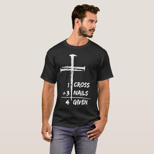 1 Cross 3爪、 ネイルForgiven Christian Easter Tシャツ (正面フル)