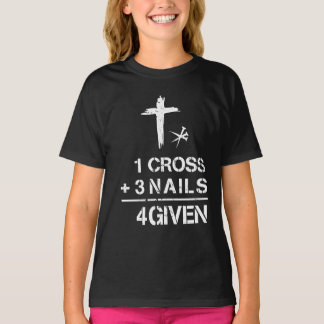 1 Cross 3爪、 ネイルForgiven Christian Faith Easter Tシャツ
