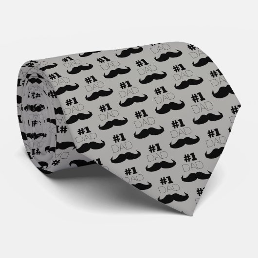 #1 Dad Gray and Black Mustache - Number One ネクタイ (ロール)