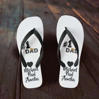 #1 Dad Love Personalized Pair of Flip Flops ビーチサンダル