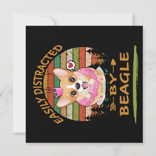 1 Easily Distracted By Beagle 招待状 (正面)