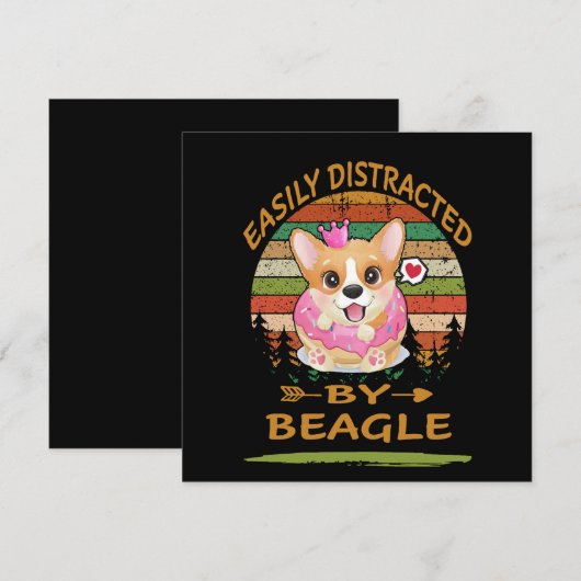 1 Easily Distracted By Beagle 招待状 (正面/裏面)