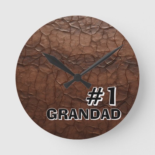 #1 Grandad Leather-look ラウンド壁時計 (正面)