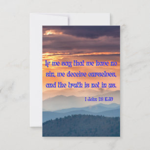 1 John 1:8 KJVバイブル聖句Pic Flat Greeting カード