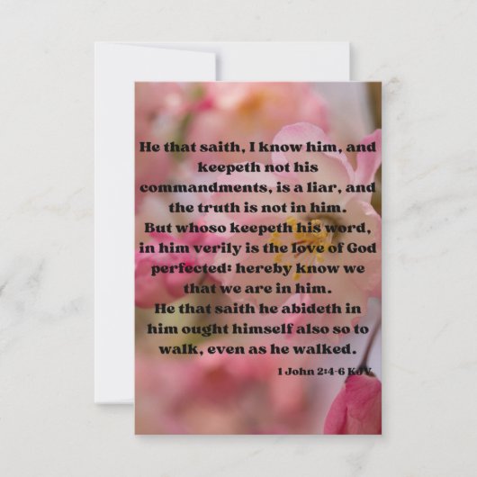 1 John 2:4-6 KJVバイブル聖なる書物、 経典Pic Greeting カード (正面)