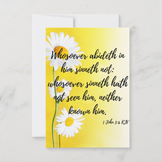 1 John 3:6 KJV聖書の詩の写真の挨拶 カード (正面)