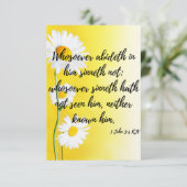 1 John 3:6 KJV聖書の詩の写真の挨拶 カード (スタンド正面)