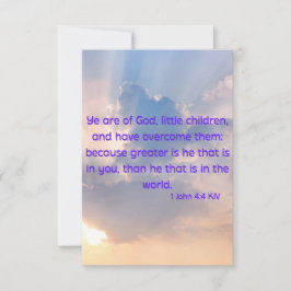 1 John 4:4 KJVバイブル聖句Pic Flat Greeting Card カード