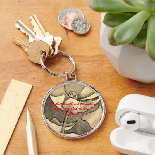 1 John 4:8 "- – 神は愛だからだ。 聖書の真実の鍵 キーホルダー (デスク)