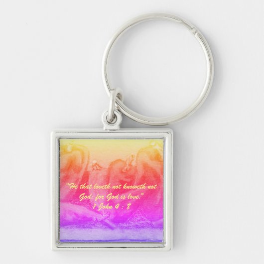 1 John 4:8 "- – 神は愛だからだ。 聖書の真実の鍵 キーホルダー (正面)