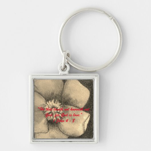 1 John 4:8 "- – 神は愛だからだ。 聖書の真実の鍵 キーホルダー (正面)