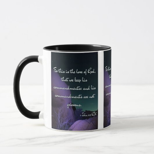 1 John 5:3 KJVバイブルVerse Pic 2-Tone Mug マグカップ (左)