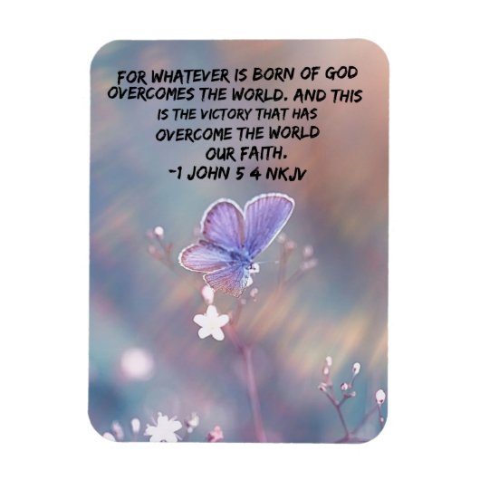1 John 5:4 NKJV 聖書の言葉 マグネット (縦)