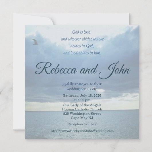 1 John Vintage Ocean Photo Wedding Invitation 招待状 (正面)