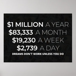 '$1 Million A Year' Money & Millionaire Motivation ポスター