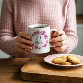 #1 Momブラシスクリプトフローラバタフライピンクリース コーヒーマグカップ