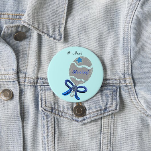 #1 Mom for新生児Boy Blueボタン 缶バッジ (インサイチュ)
