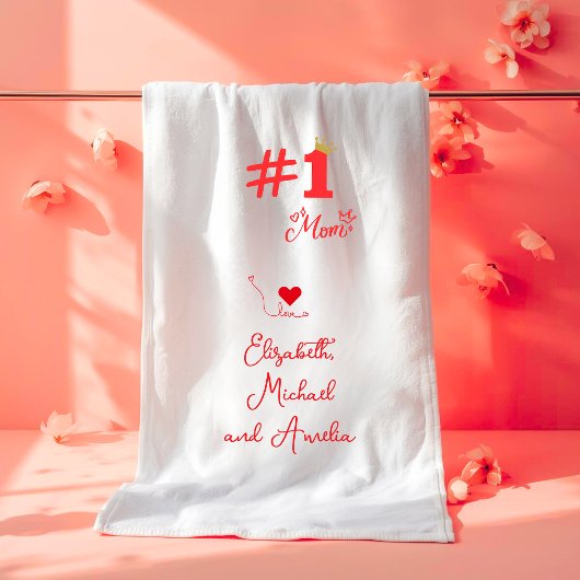 #1 Mom Love Personalized Bath Towel バスタオル