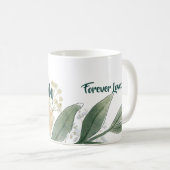 #1 Mom Mothers Day Mug.  Elegant Spring Floral コーヒーマグカップ (正面右)