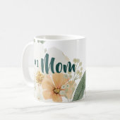 #1 Mom Mothers Day Mug.  Elegant Spring Floral コーヒーマグカップ (正面左)