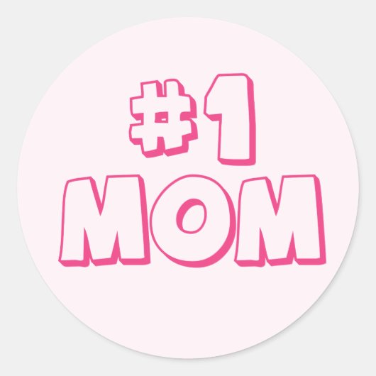 #1 Mom Number One Mom Tシャツシール ラウンドシール (正面)