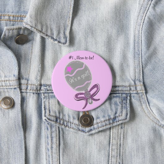 #1 Mom-to-be It's a Girl Baby Shower Pink button 缶バッジ (インサイチュ)