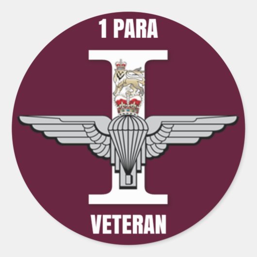 1 Para Parachute Regiment Veteran Circle Sticker ラウンドシール (正面)