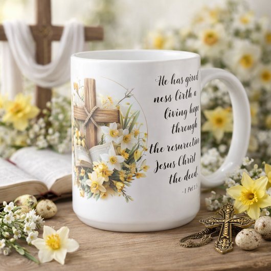 1 Peter 1:3 生ける希望の聖書アート コーヒーマグカップ