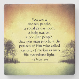 1 Peter 2:9あなたは選ばれた人々、聖書 ストーンコースター