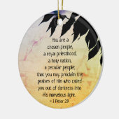 1 Peter 2:9あなたは選ばれた人々、聖書 セラミックオーナメント (左)