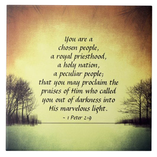 1 Peter 2:9あなたは選ばれた人々、聖書 タイル (正面)