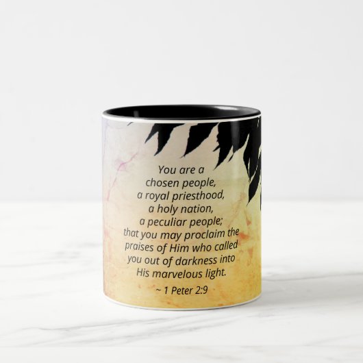 1 Peter 2:9あなたは選ばれた人々、聖書 ツートーンマグカップ (中央)