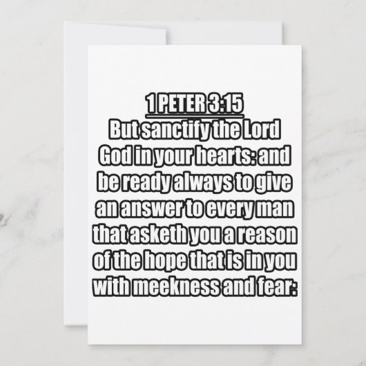 1 Peter 3:15 KJV 聖書の詩 招待状 (裏面)