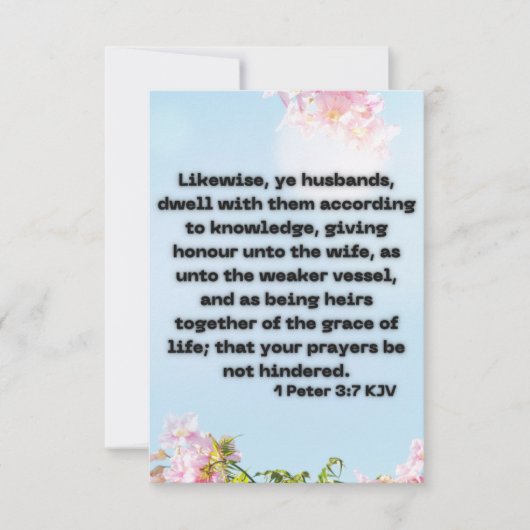 1 Peter 3:7 KJVバイブル聖なる書物、 経典Pic Greeting Card カード (正面)