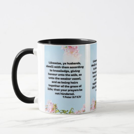 1 Peter 3:7 KJV聖書聖なる書物、 経典Pic 2-Tone Mug マグカップ (左)