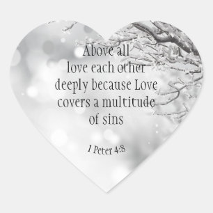 1 Peter 4 :8すべての愛を深く愛感動的 ハートシール