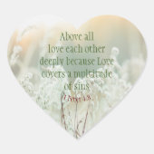 1 Peter 4|:8すべての愛を深く愛感動的 ハートシール (正面)