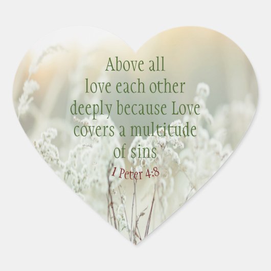 1 Peter 4|:8すべての愛を深く愛感動的 ハートシール (正面)