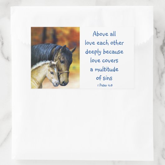 1 Peter 4|:8すべての愛を深く愛感動的 長方形シール (バッグ)