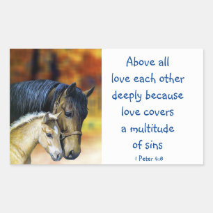 1 Peter 4 :8すべての愛を深く愛感動的 長方形シール